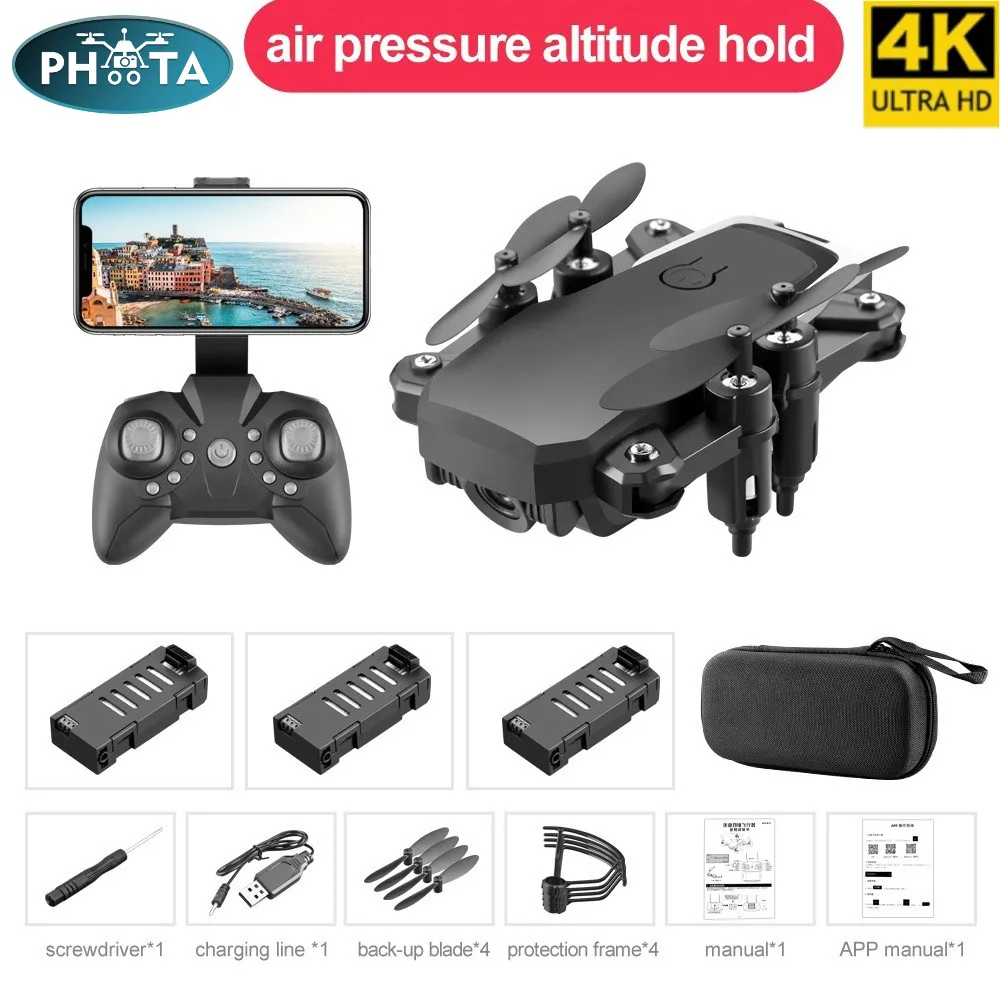 LF606 Wifi FPV мини складной Радиоуправляемый Дрон с 4K HD камерой удерживающим высоту 3D
