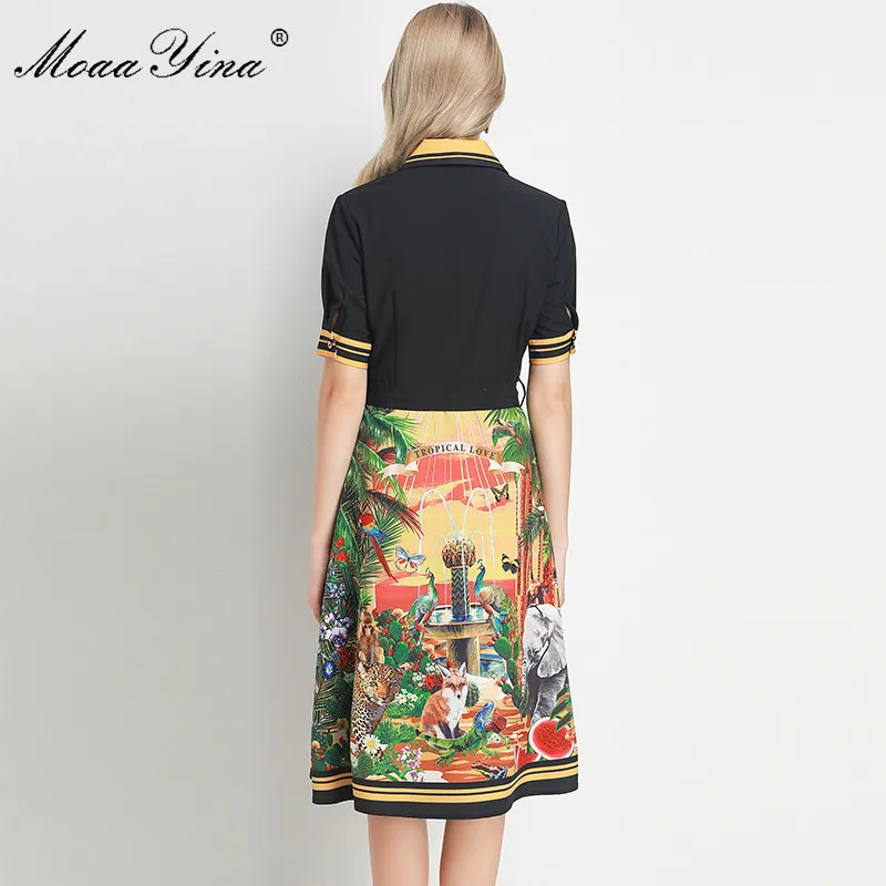 MoaaYina модное дизайнерское платье весенние женские платья с коротким рукавом