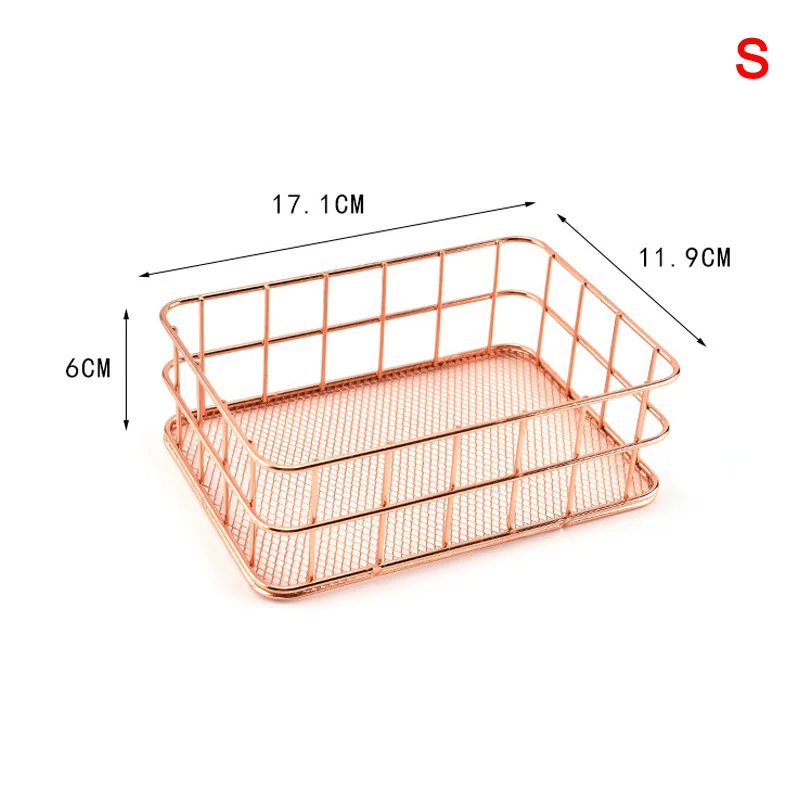 

Rectangle Iron Storage Basket Office Sundries Cosmetics Table Organizer Baskets AS99