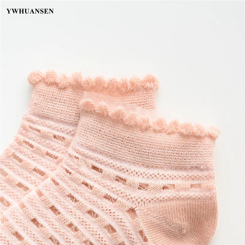 

YWHUANSEN 5 Pairs/lot 0 to 2 Yrs Baby Girls Mesh Socks Spring Summer Thin Socks For Newborns Boys Cotton Ruffle Edge Infant Sock