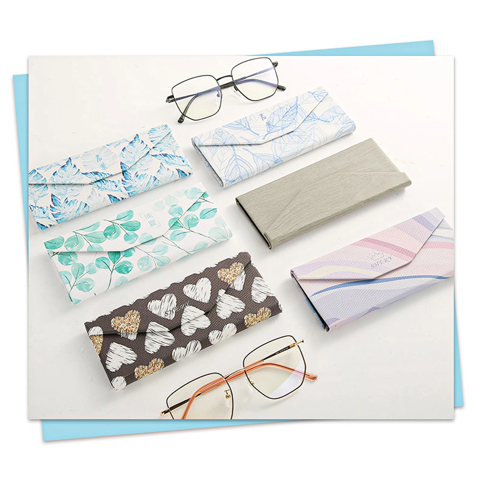 

Scratch-proof Portable Sunglasses Case Box Hard Leather Reading Glasses Case Retro Unisex Floral Print Eyewear Protector