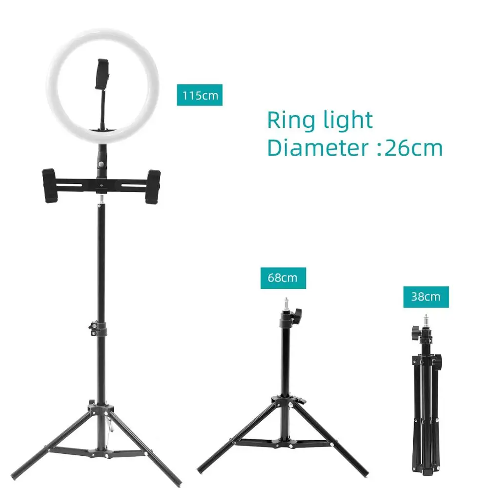 10 дюймовая светодиодная кольцевая лампа с подставкой для штатива селфи свет