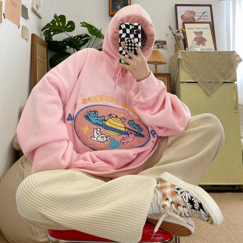 

Женская толстовка с капюшоном, свободного покроя