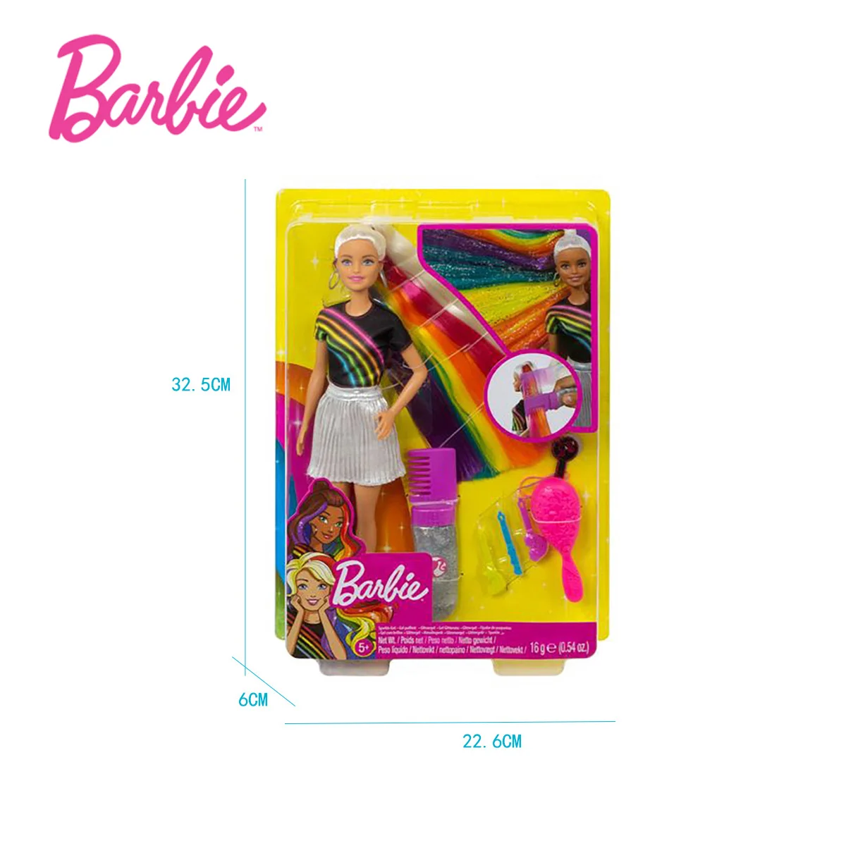 

Barbie Rainbow Sparkle Hair Doll & Accessories Clothes Fashion Barbie Girl Toys Long Hair Princess for Kids Birthday Gift FXN96