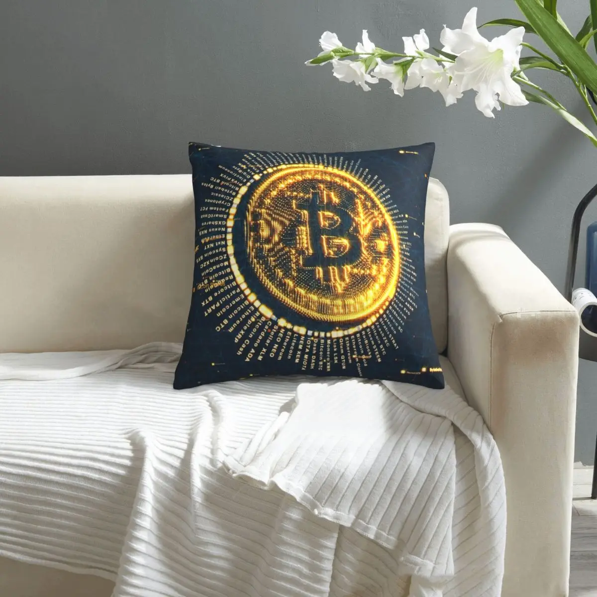 

Наволочка с принтом биткоинов, наволочка для диванной подушки