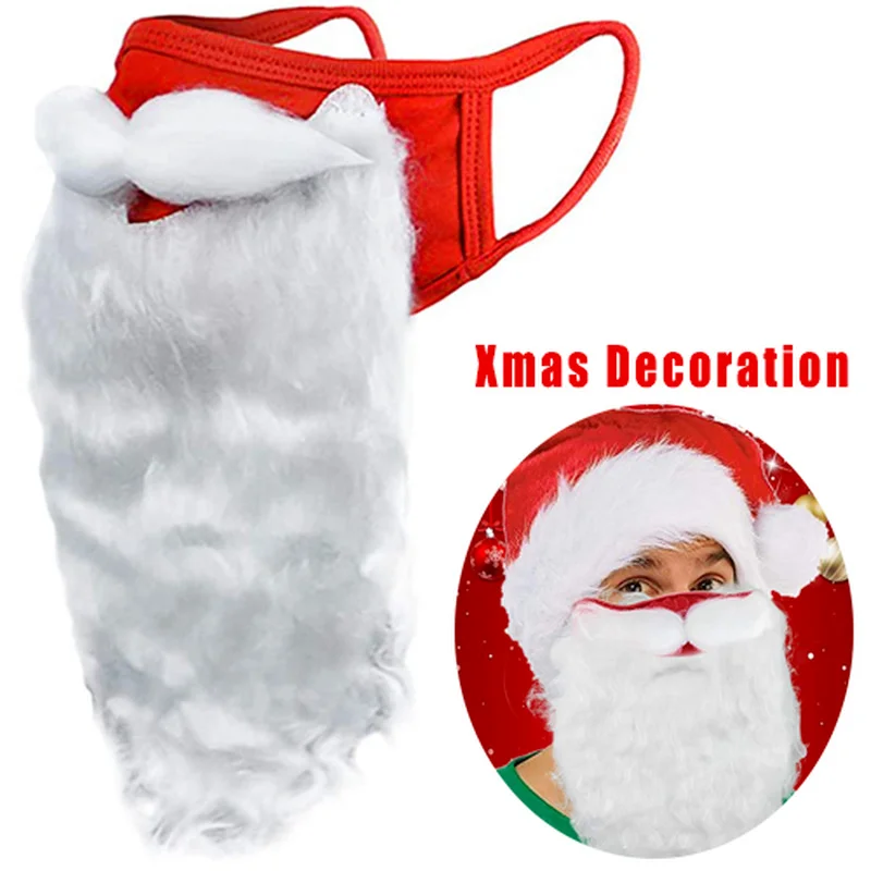 Christmas Decoration 3D Santa Claus Beard Masks Adult Unisex Funny Reusable Santa Beard Face Cover Shield for Xmas Cosplay Party