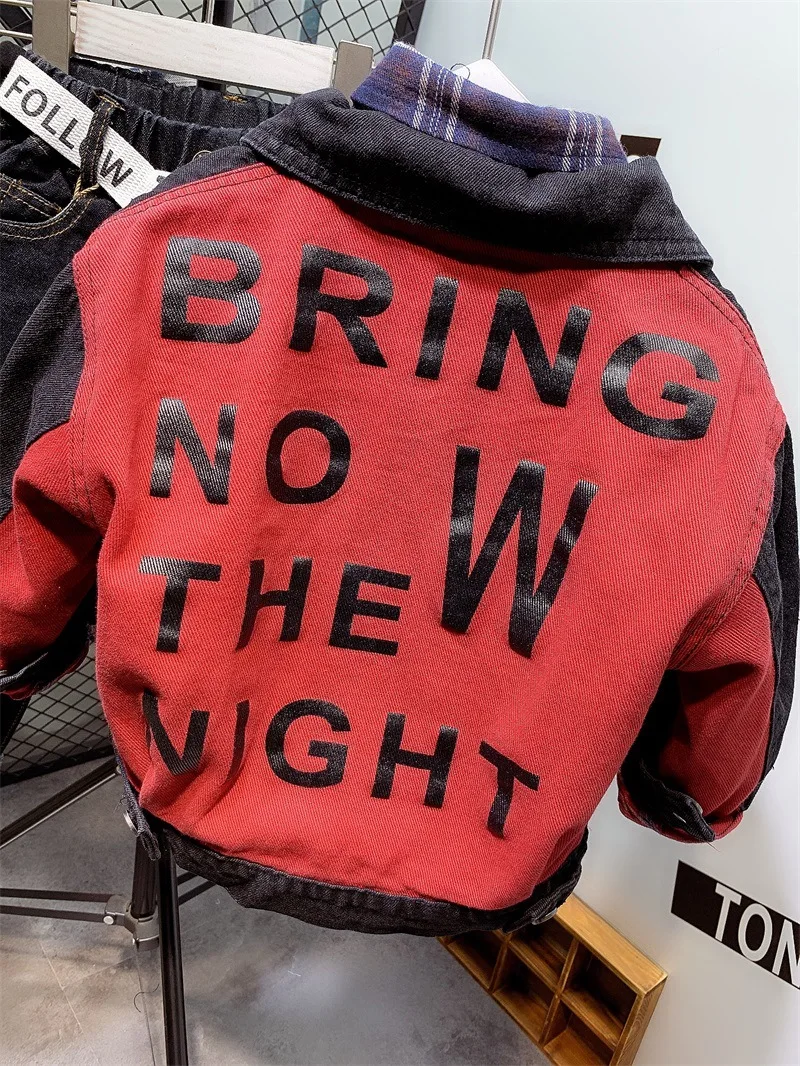 

3PCS WLG boys clothing set kids letter jacket plaid shirt and jean set baby autumn fashion clothes