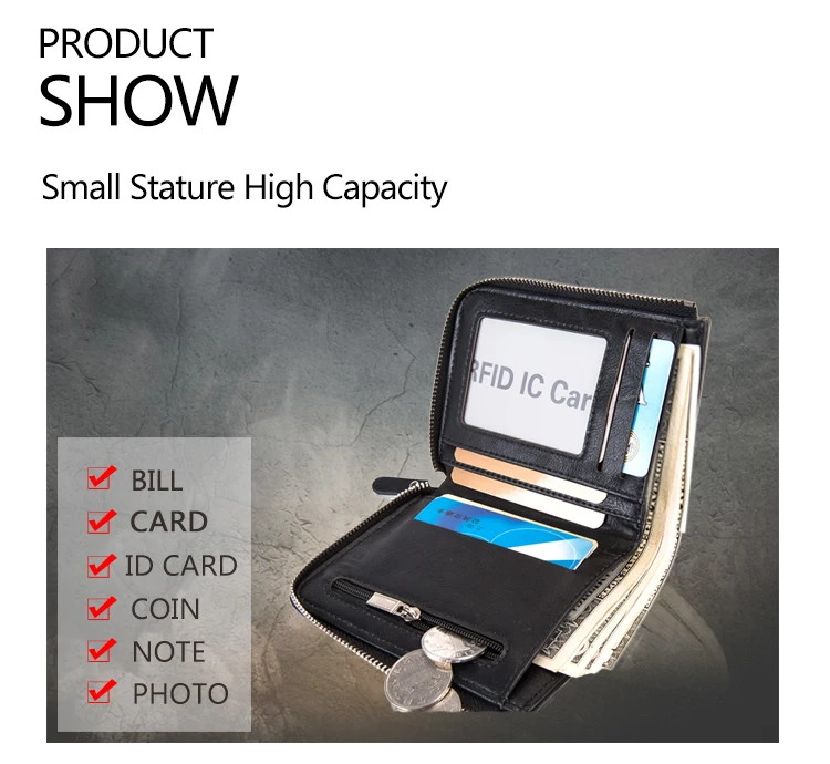 RFID защита от кражи монета сумка на молнии мужские кошельки с карманом ID Блокировка мини тонкий кошелек автоматический всплывающий кошелек для кредитных карт