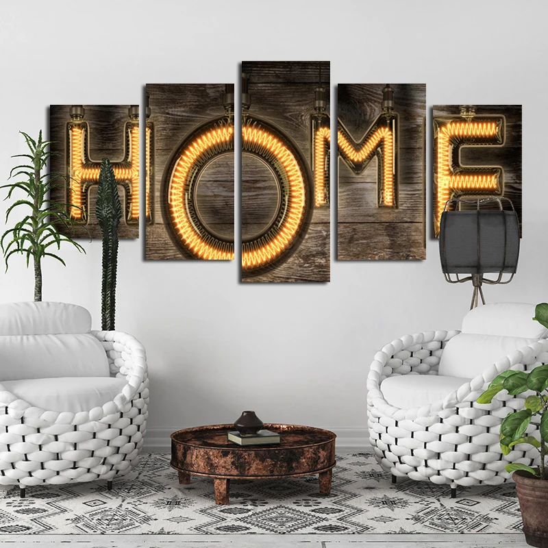

Letters Home 5pcs 3D Canvas Painting Home Decoration European And American Style Love Warm Wall Art For Living Room Decoration