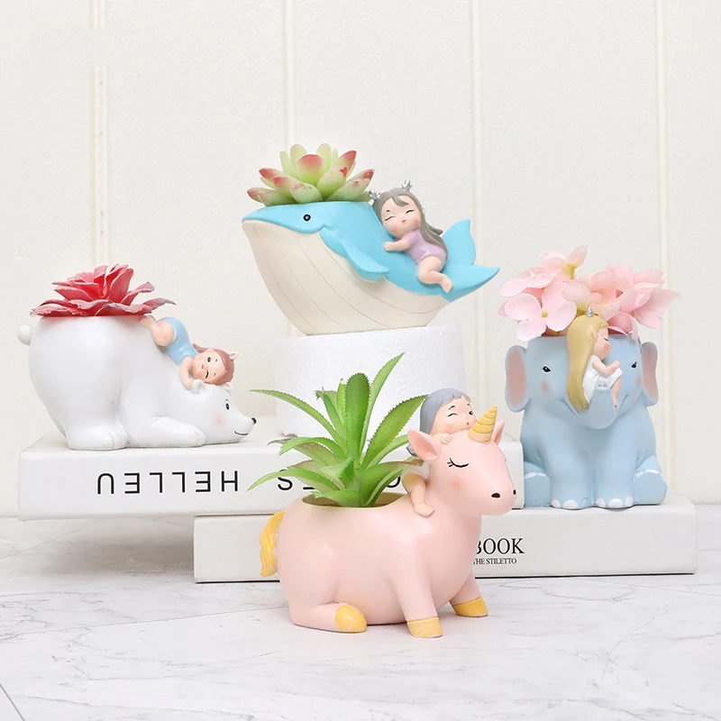 Смоляная Форма 3D для девочек цветочный горшок с белым медведем гипсовая смола