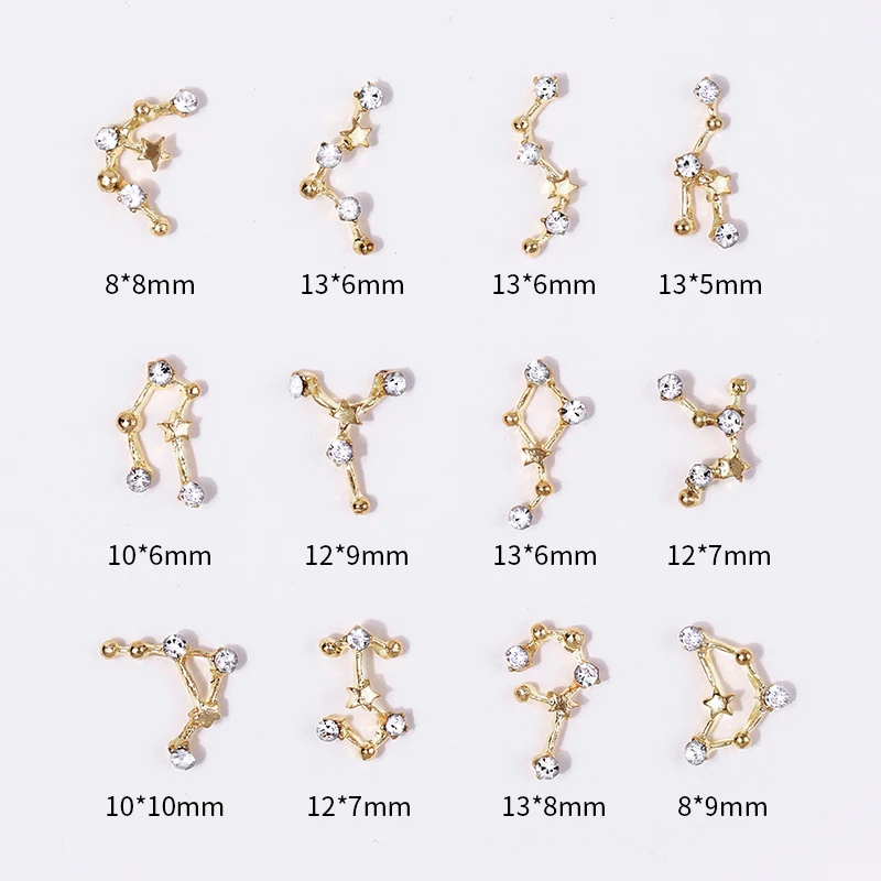 2 шт./компл. 3d-стразы для ногтей смешанный размер кристалл Металл Золотой