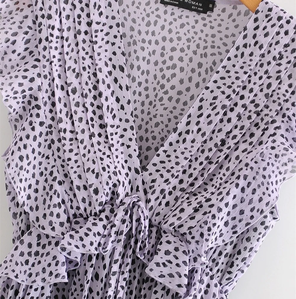 Женское шифоновое платье ZA Элегантное маленькое Плиссированное Платье с принтом