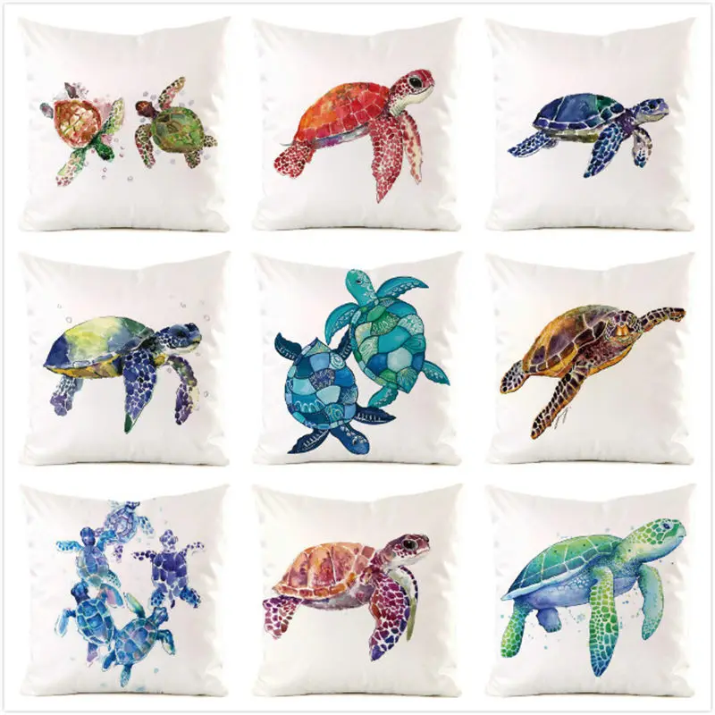 

45cm*45cm The Green Turtle imitated silk fabric throw pillow covers couch cushion cover home decorative pillows