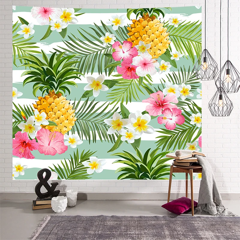 Гобелен с ананасами настенный подвесной потолочный чехол для мебели рисунком