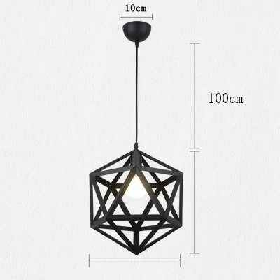 Черный American Vintage Loft Diamond Metal Pendant Lights for Living Room Kitchen Industrial Led Hanging Lamp Home Decor Light Fixtures - Цвет корпуса: Черный