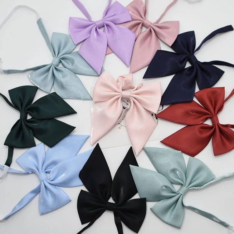 

New Students Solid Bowtie Polyester Bow tie For Women Uniform Collar Butterfly Cravats Girls Bowties JK Shirt Dress Neck Wear