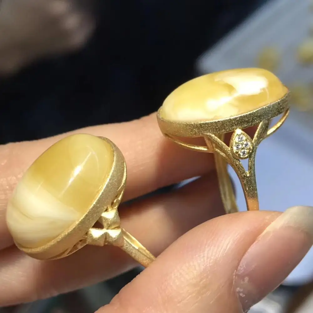 Российские Модные женские Кольца из пчелиного воска желтого янтаря с