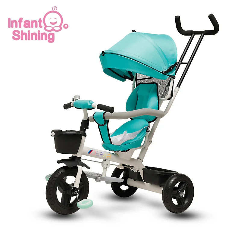 Infant Shining Baby Tricycle Ride on Toys 4 In 1 Three Wheels Stroller Children Bike Seat Multi-function for 1-6Y Children