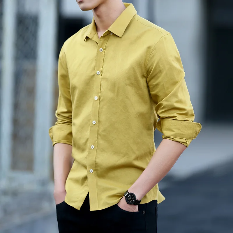 Рубашка MRMT мужская с длинным рукавом модная сорочка из хлопка и льна топ