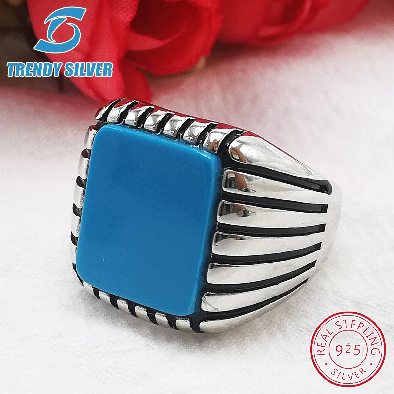 Мужские кольца из серебра 925 пробы с натуральным черным ониксом и агатом TCR8068 |