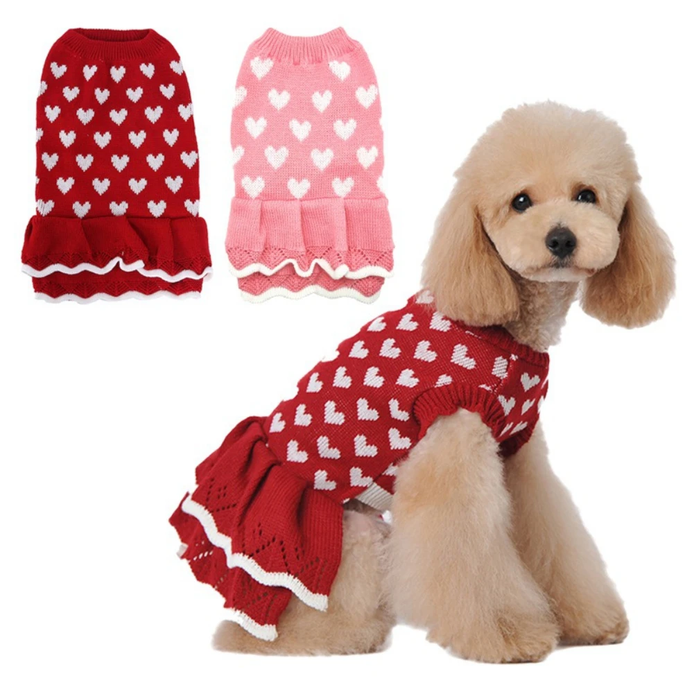 

Small Dog Cat Dress Jumpsuit Pet Puppy Sweater Dress Chihuahua Winter Warm Sweaters Skirt Puppy Clothes Apparel