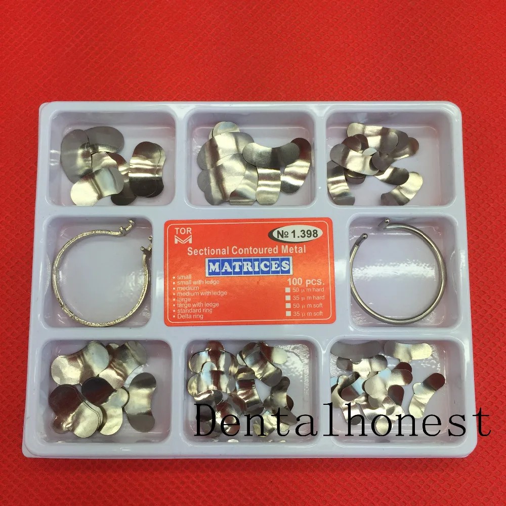 100 шт. полный комплект зубные матрицы секционные Контурные металлические № 1 398 2