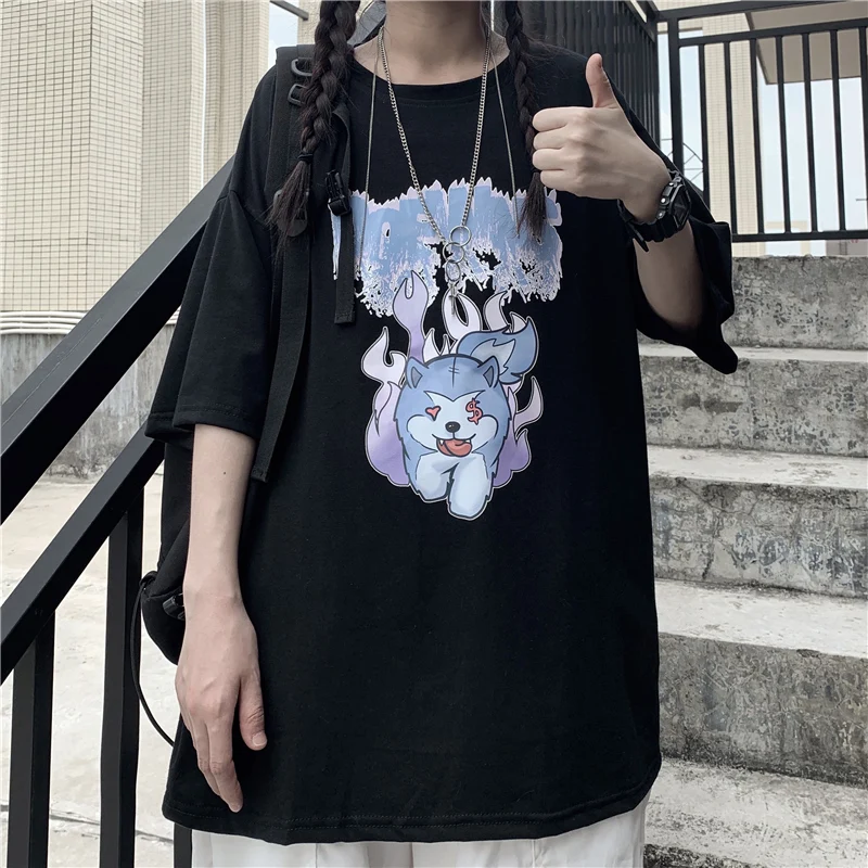 

Summer Short-sleeved T-shirt Women Loose Korean Version Ins Tide Harajuku Bf Wind Couples Men and Women Tide