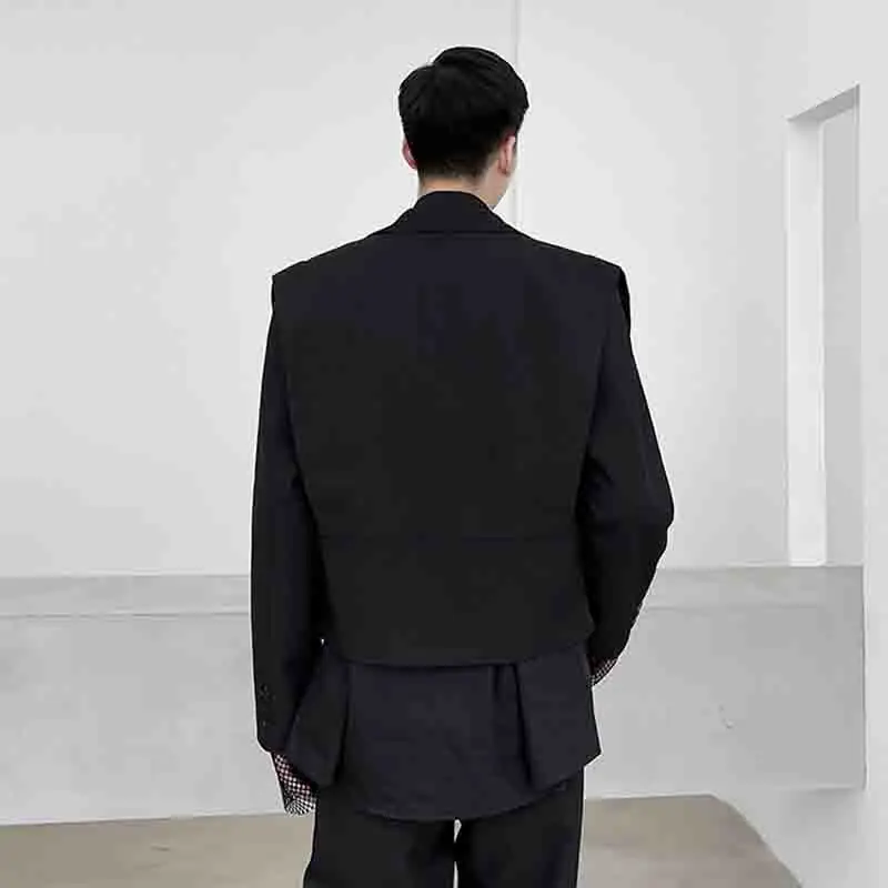 Мужской короткий Блейзер осенний темный с пуговицами | Мужская одежда