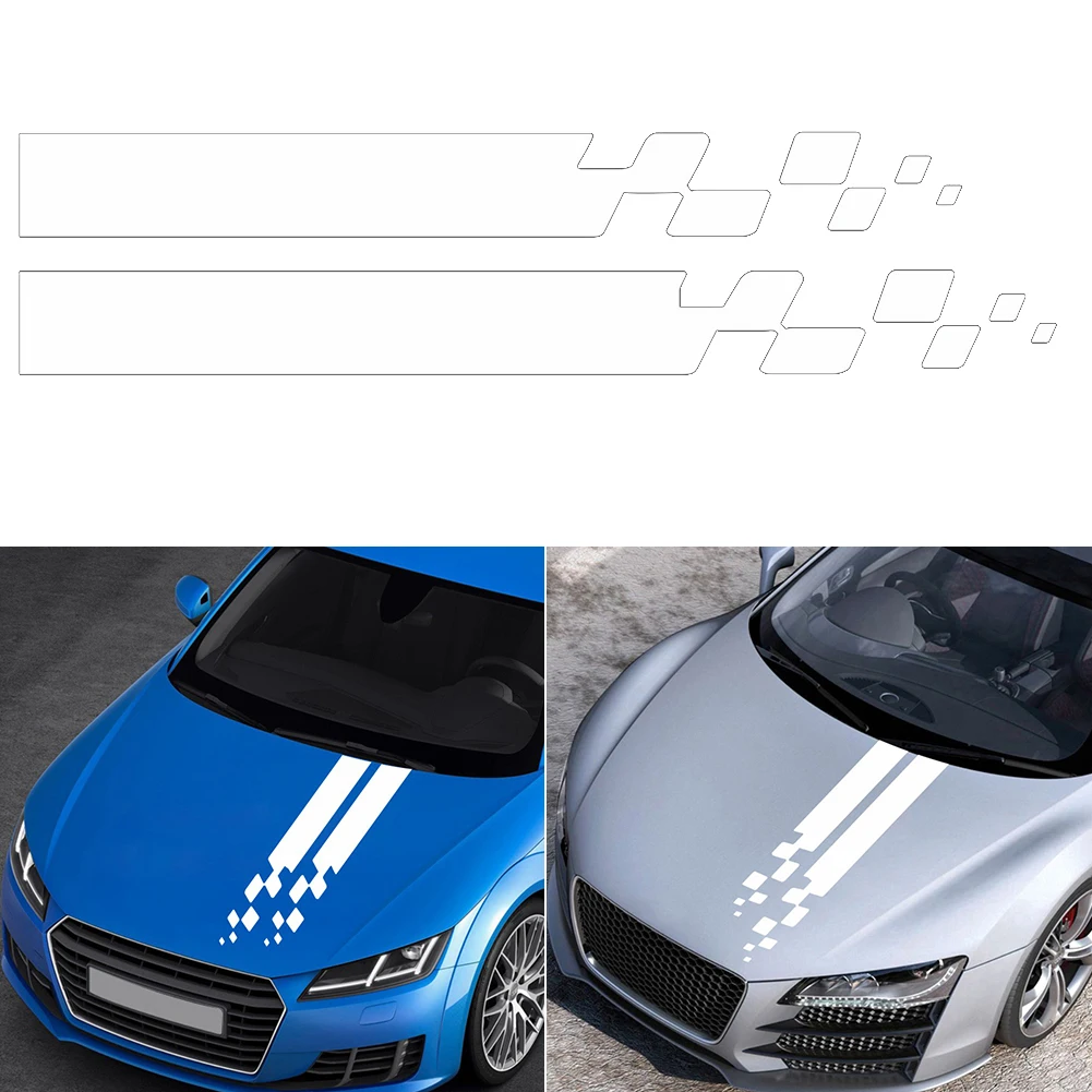 

2pcs Car Hood Decal Sticker Refit Vinyl Film For BMW Ford Toyota Renault Peugeot Subaru Mustang Honda Racing flag Universal Ship