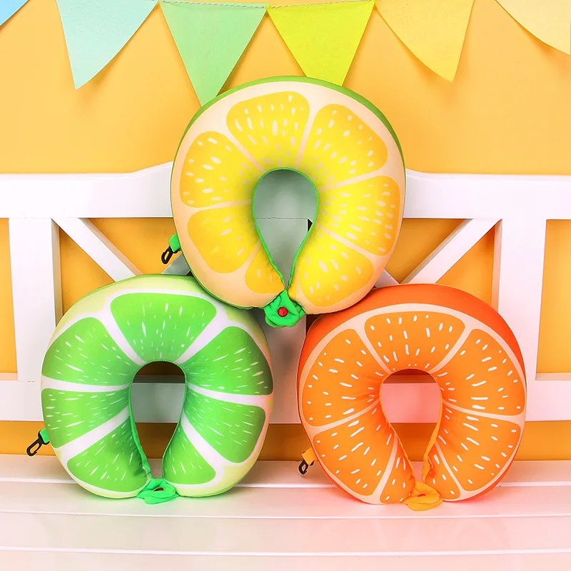 

1 Pc 6 Colors 3D Fruit U Shaped Pillow Protect The Neck Travel Watermelon Lemon Kiwi Orange Pillows Cushion Travel Pillow Neck
