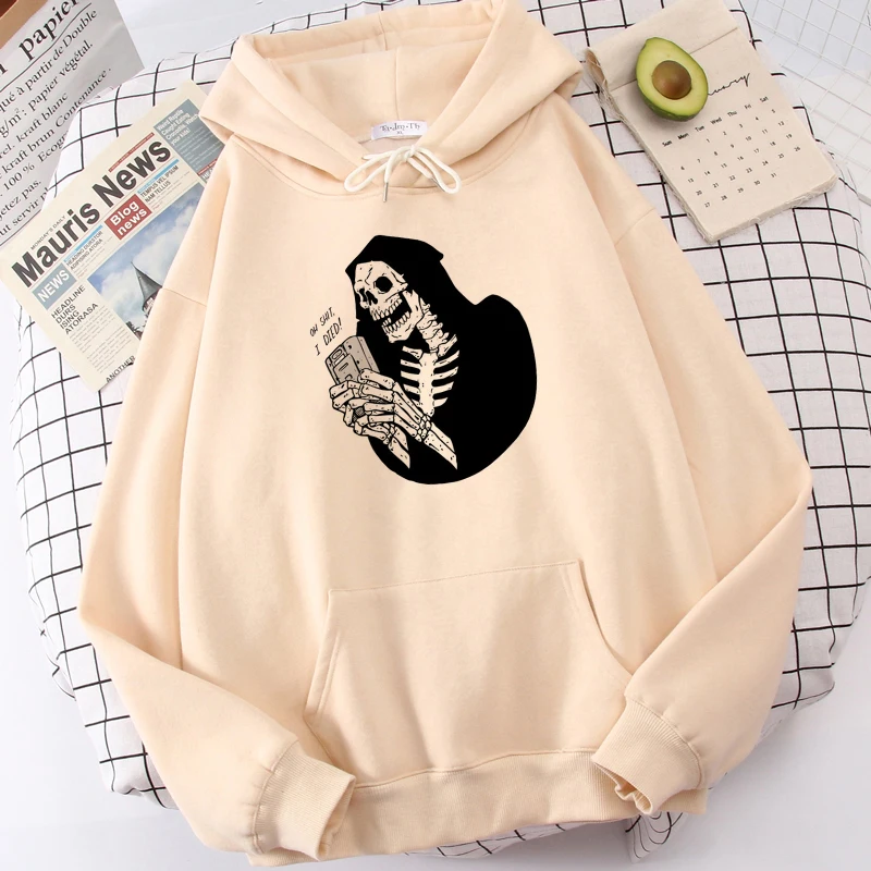 

Skeleton Hoodie Skull Print Winter Clothes Y2k Punk E-girl Fashion Women Pullover Khaki Oversize Sweatshirts Vintage Harajuku