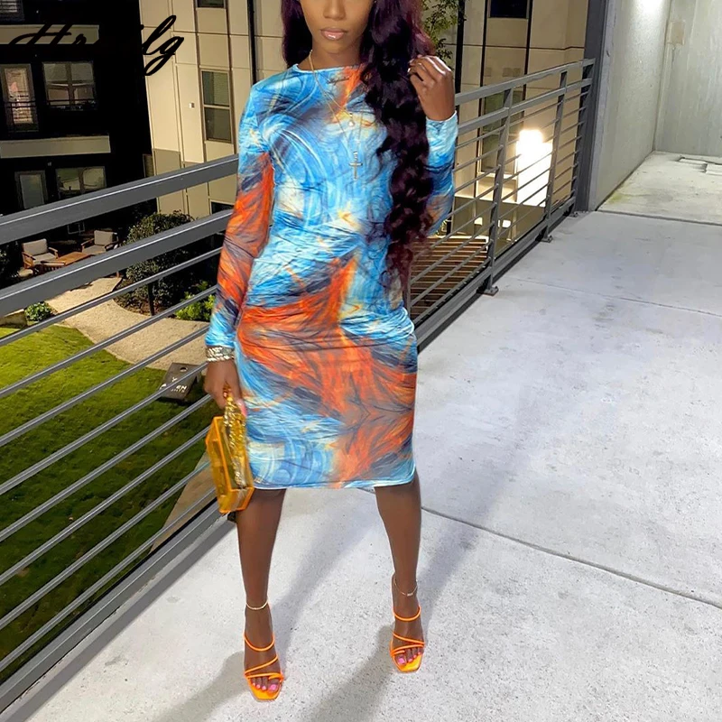 

Женское облегающее платье с оборками, элегантное универсальное уличное платье с круглым вырезом и прямым рукавом, пикантное праздвечерние ...