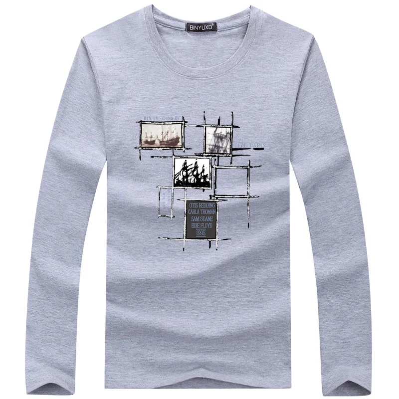 Мужская хлопковая футболка осень-зима модная весна с длинным рукавом