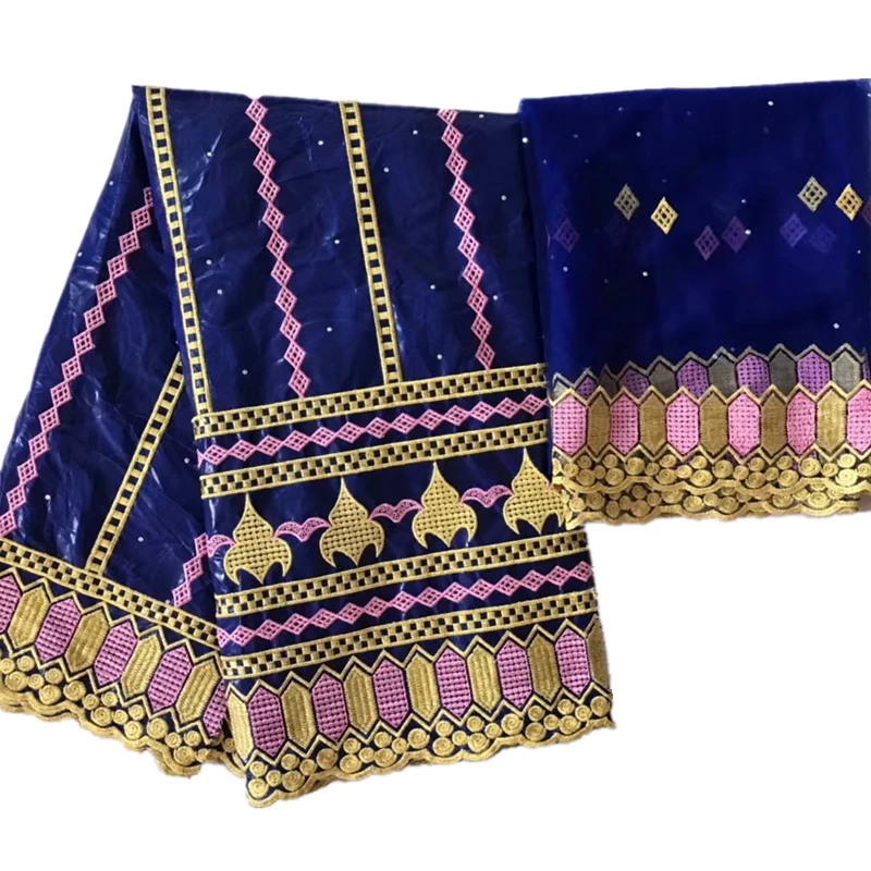 Африканская ткань Синяя Раковина богатая хлопок базин брод 2020 новейший