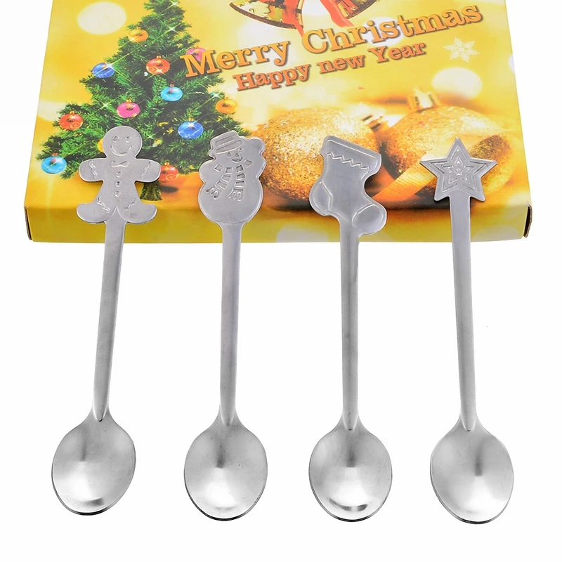4 шт. рождественский стиль чайная ложка рождественские столовые приборы