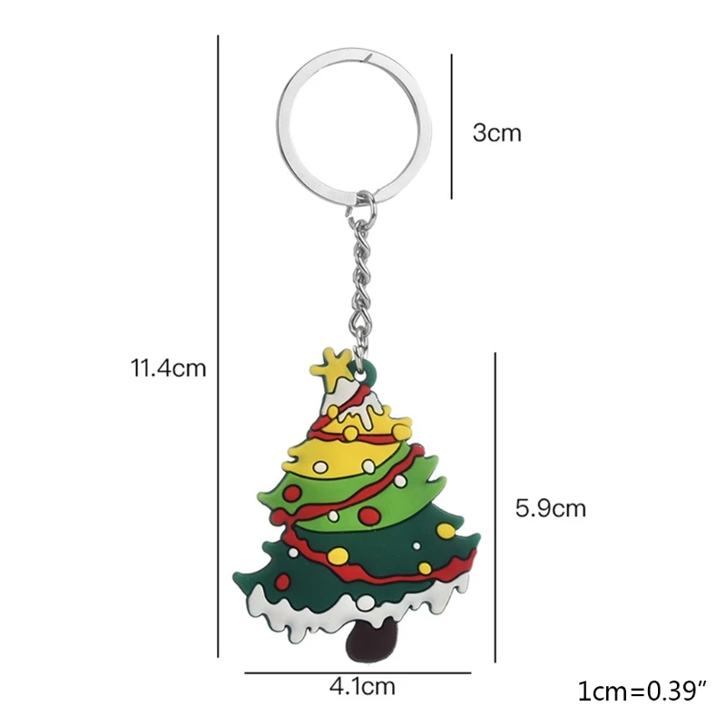 

Christmas Ornaments Keychain Pendant PVC Soft Cartoon Keyrings Snowman Santa Claus Bag Pendant Car Key Accessories H055