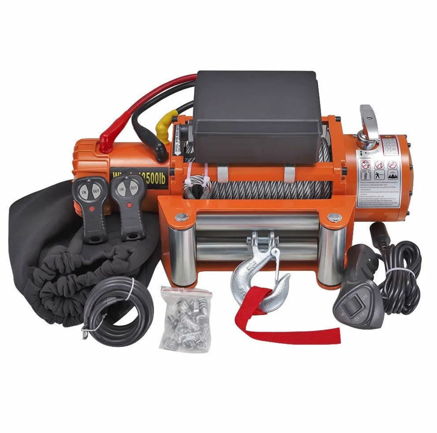 

Off-road self-driving electric hoist winch wireless remote control 13500 LBS electric winch wire rope