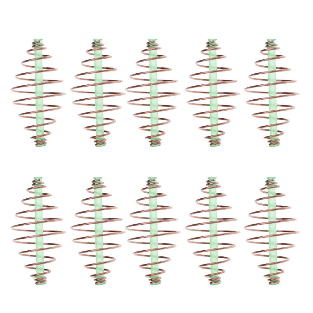 

10pcs Metal Fishing Feeders Bait Thrower 3.5x1.8 cm/1.4x0.7 inch Spring Inline Method Feeders Carp Fishing Tackle Accessories