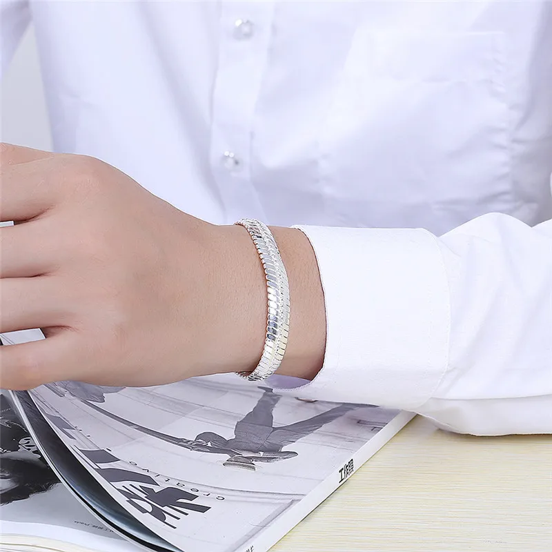 Браслеты обручи унисекс из серебра 925 пробы зиные 10 мм|Гибкие и жесткие браслеты| |