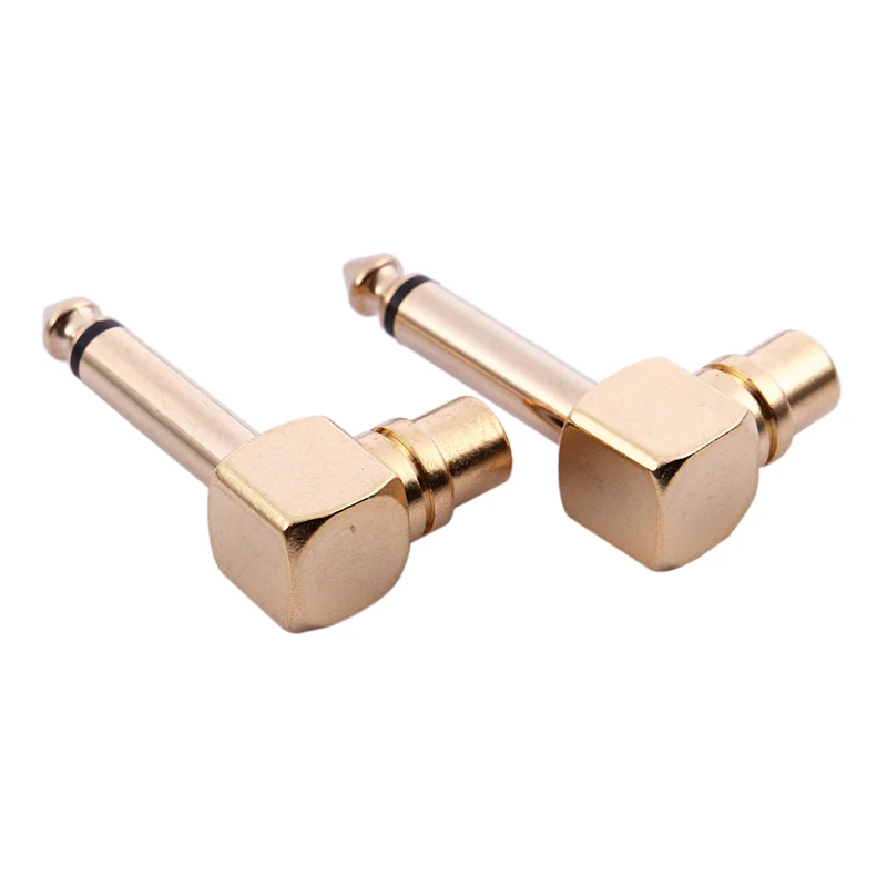 2-PACK RCA Female Jack to 1/4 inch Mono Male Plug Right Angle o Adapter gold | Электроника