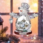 Рождественская Хрустальная скульптура, наклейка-снеговик печатные украшения для дома, наклейки на окна, стены, новый год 2021, рождественский подарок