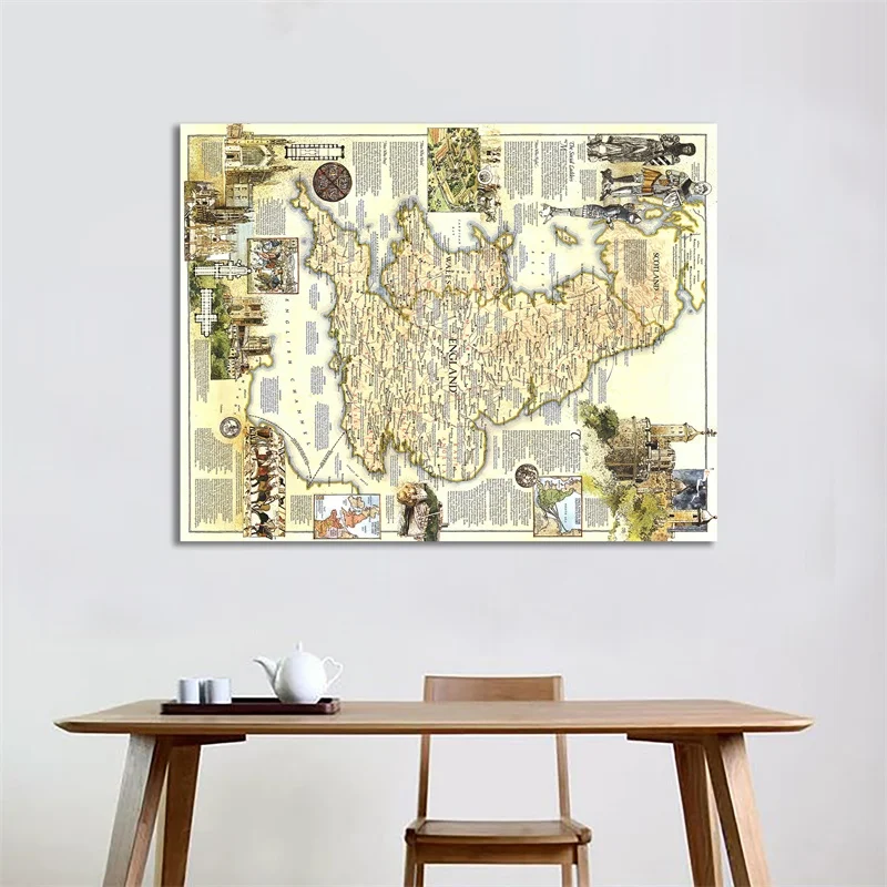 A2 размер изящный холст виниловая живопись HD печатная Настенная карта