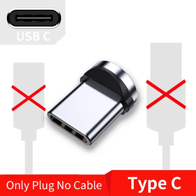Only Type-C Plug Магнитный Micro USB кабель GTWIN 2 м/3 м для iPhone xr Android, быстрая зарядка, Магнитный адаптер usb type C - Цвет: Only Type-C Plug