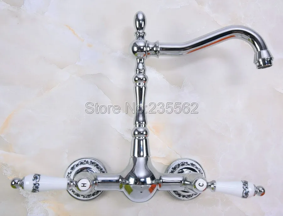 Полированный хромированный настенный поворотный носик для ванной комнаты кран