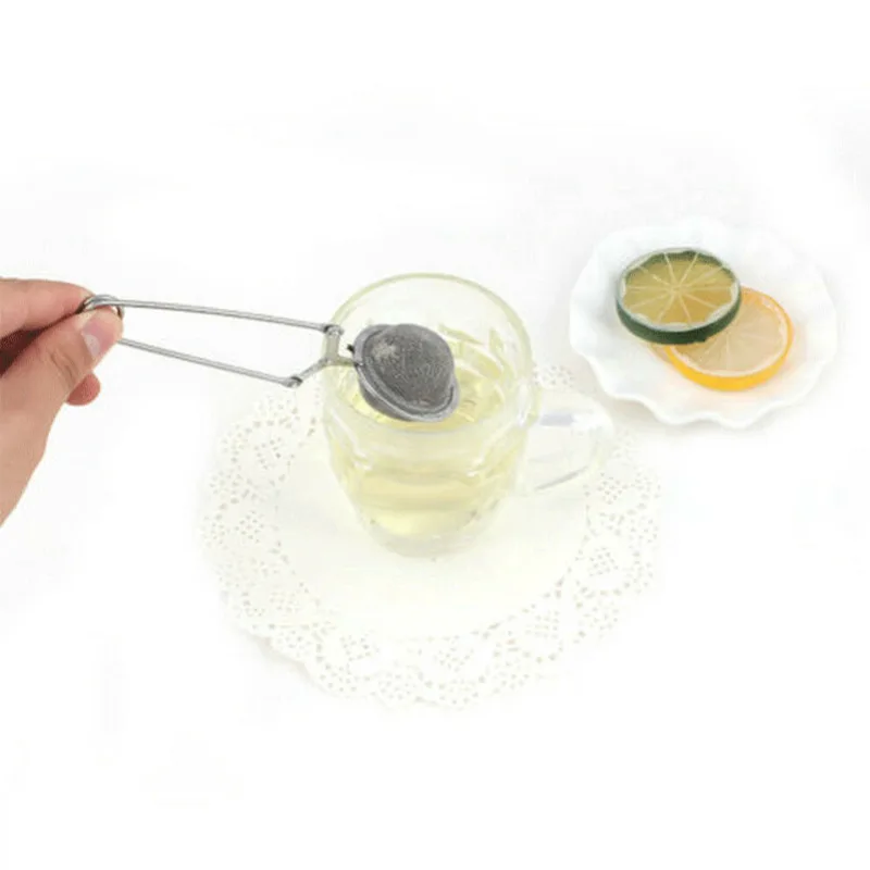 Нержавеющая сталь Чай Infuser Сфера с черной фильтр капельного ручка горячий горшок