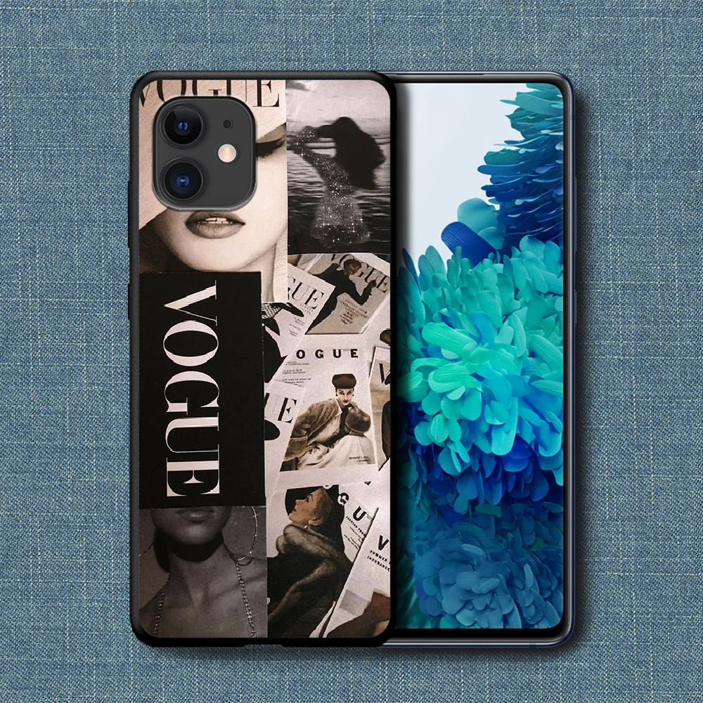 

VOGUE Lady's Girl Journey Hoesjes Phone Case For iPhone 4 4s 5 5S SE 5C 6 6S 7 8 Plus X XS XR 11 12 Mini Pro Max 2020 black