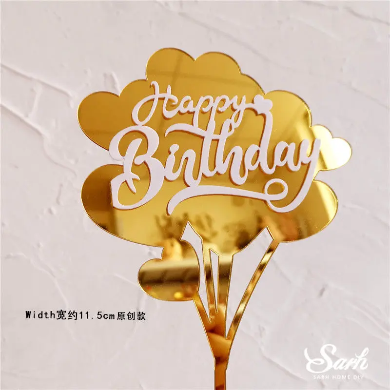 2pc Balloon A 2 шт., золотой, черный, с надписью «Happy Birthday», «Oh Baby», крючок, топпер для торта, для выпечки, вечерние украшения, подарки на день Святого Валентина, юбилей, любовь - Цвет: 2pc Balloon A