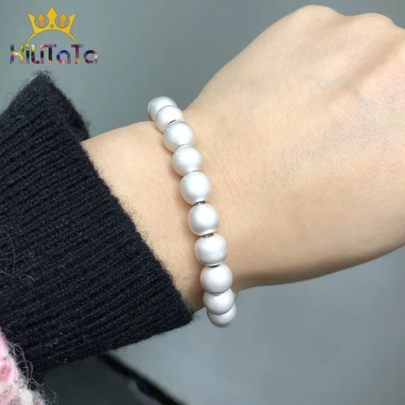 Матовый Серебряный с натуральным камнем матовый полированный гематит свободные