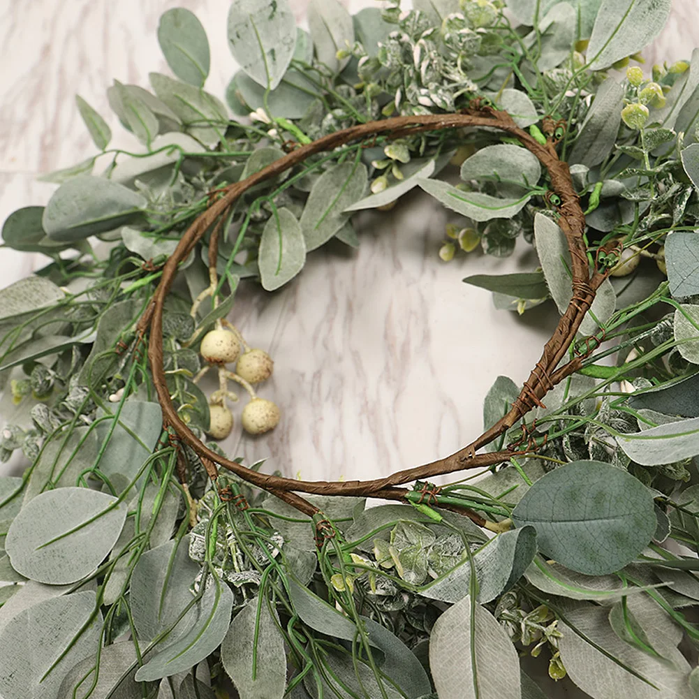 

Artificial green eucalyptus wreath leaf vine for front door wall window decoration holiday door hanging wreath, home decoration