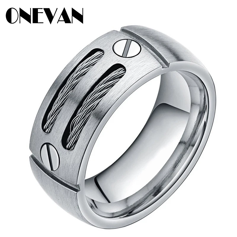2020 титановое кольцо для мужчин кабели из нержавеющей стали винты с инкрустацией